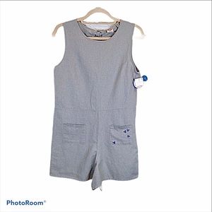 Junk Food + Mickey gray pocketed side zip romper with back neck ties